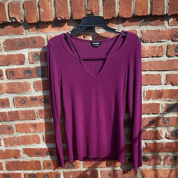 Bebe Women's Purple Long Sleeve Top - Picture 3 of 7
